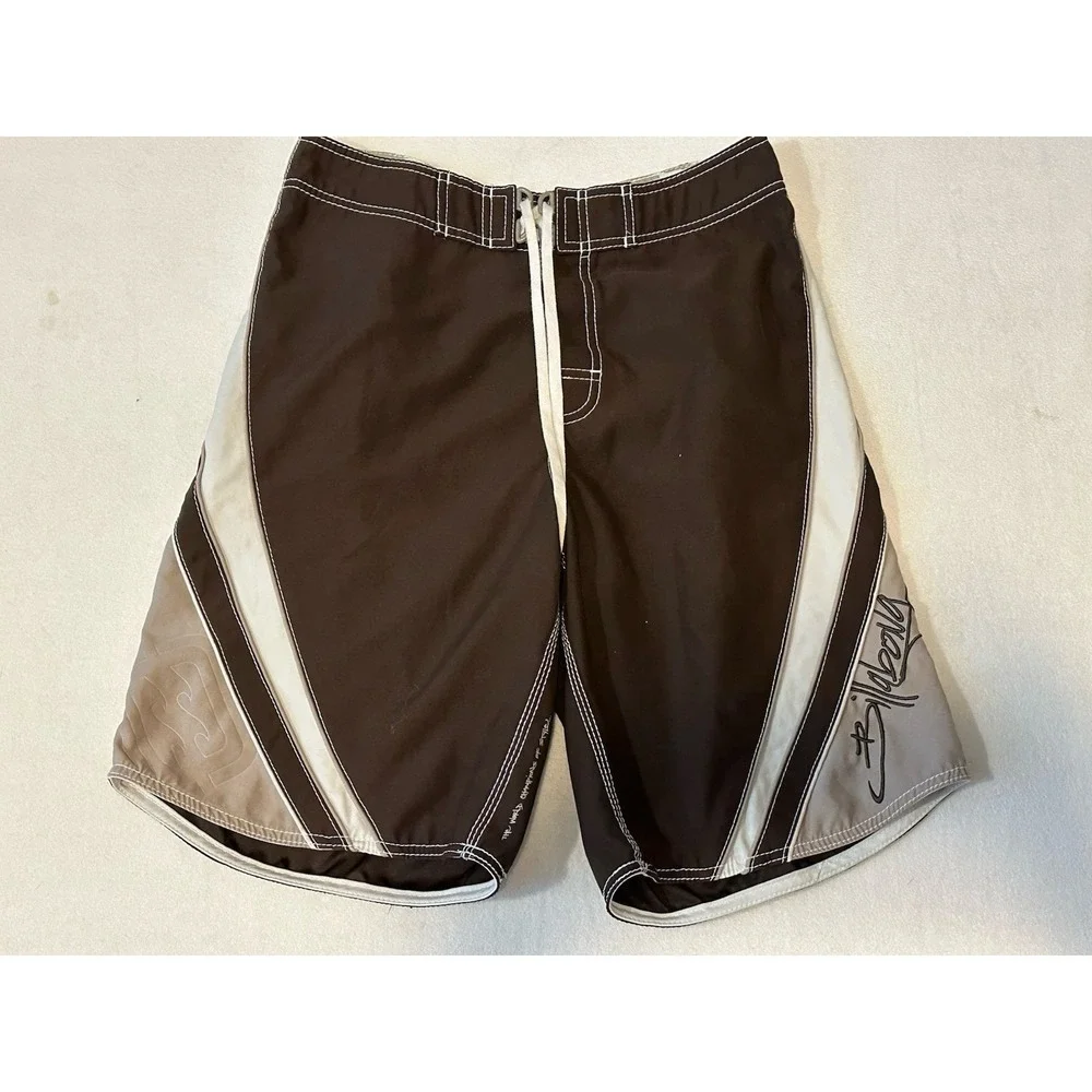 Billabong Andy Irons sz.30 Brown Colorblock Board Shorts Rare Y2K Surf Trunks